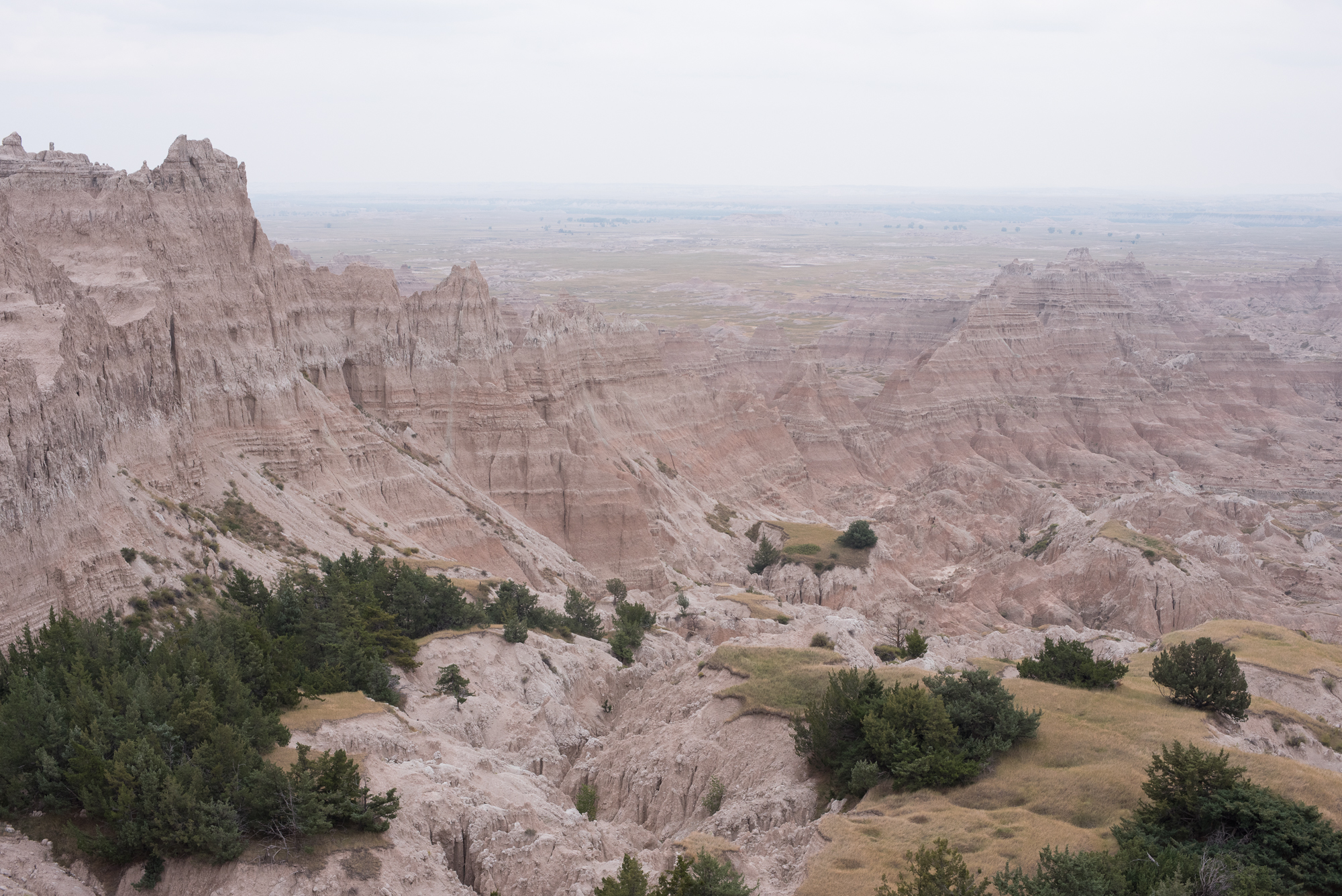 Looking out over the valley at Badlands National Park