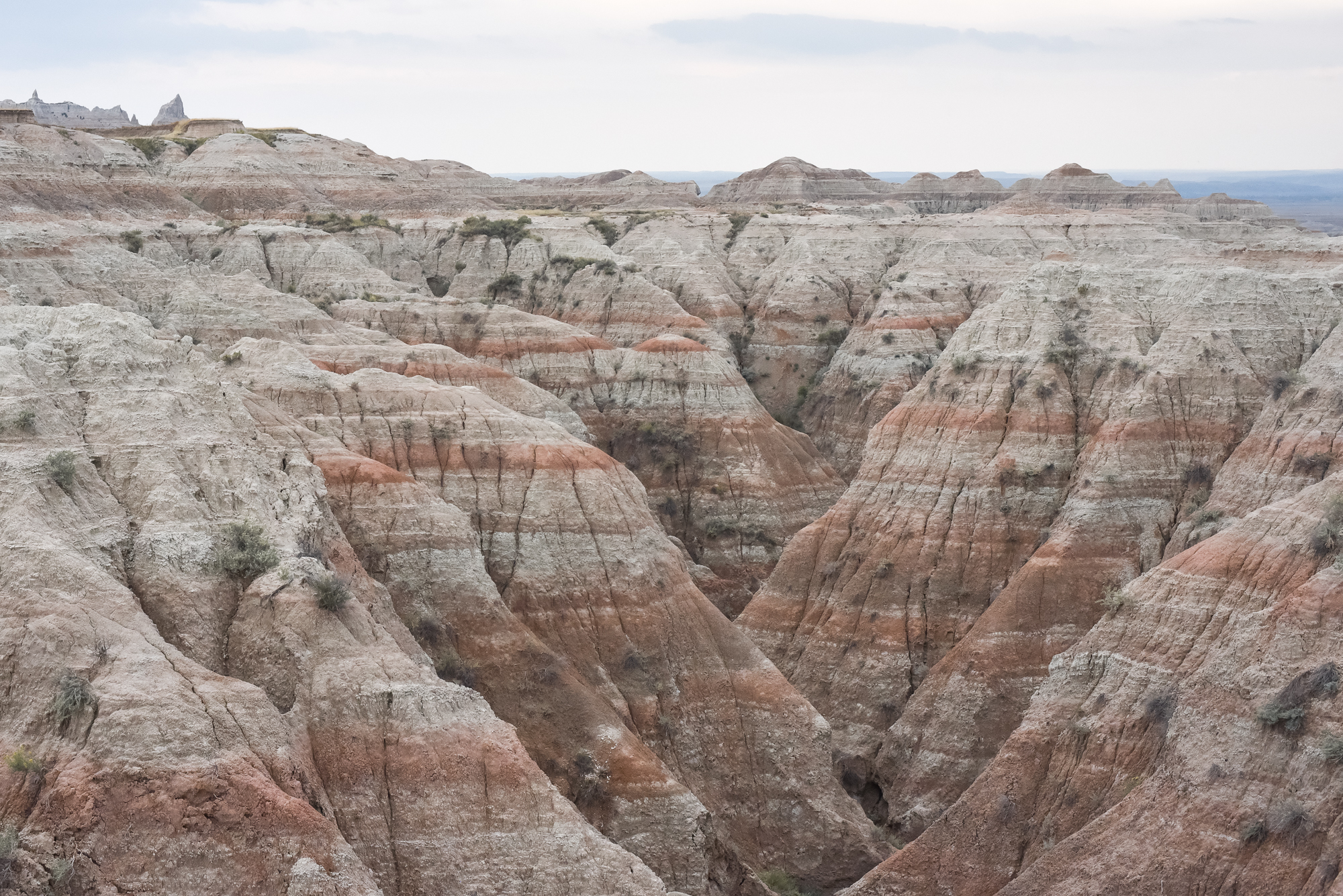 Striped rock formations at Badlands National Park