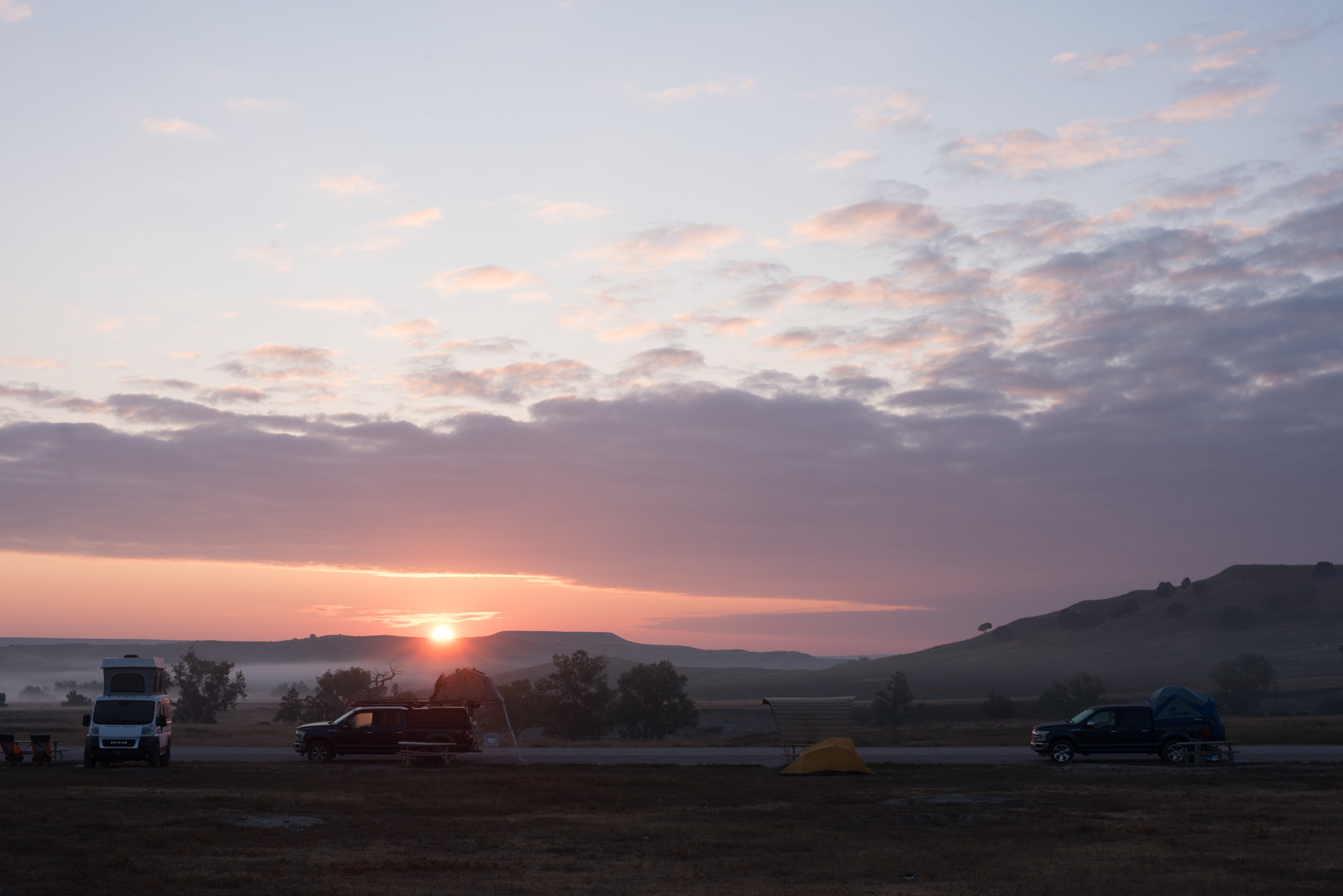 Sunrise at Sage Creek Campground, Badlands National Park