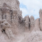 People shaped rock formations at Badlands National Park